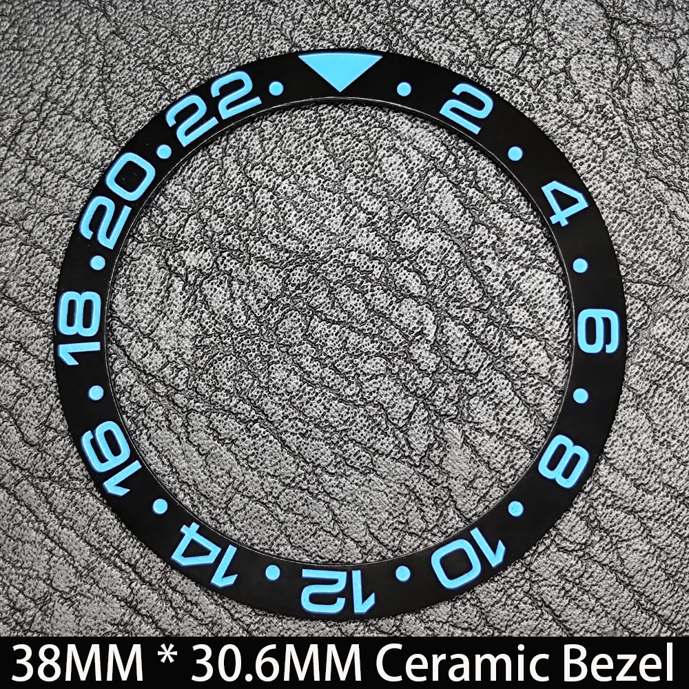Schräge 38mm * 30,6mm Keramik/Aluminium Blau Leuchtende Lünette GMT und Taucheruhr-Einsatz Passend für 40mm Uhrengehäuse Ersatz-Uhrenteil – Detail 10