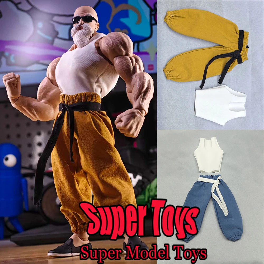 

1/12 Scale Male Soldier Clothes Set Master Roshi Solid Color Vest Casual Long Pants Fit 6-inches Action Figure Model Doll Toys