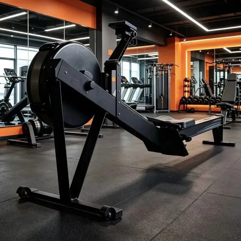 Foldable Water Rower Commercial Air Resistance Rowing Machine with Steel Silent Slide Rail Durable Gym Home Cardio Training