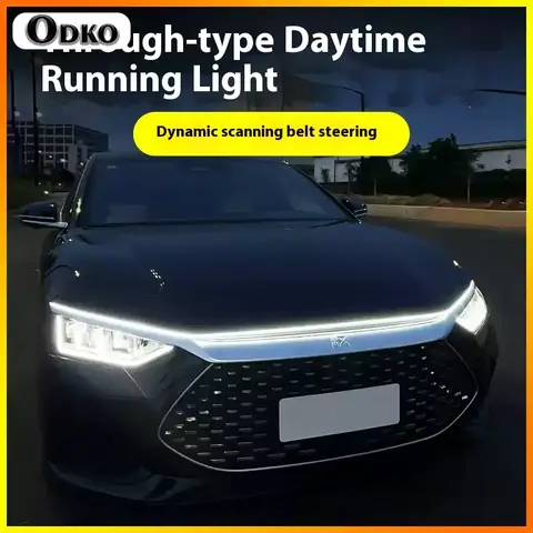 DRL LED Strip Car Hood Light For Audi Q2 Q3 Q5 Q7 A1 A3 A4 A5 A6 A7 A8 12V Scanning Effect Daytime Running Lamp Accessories