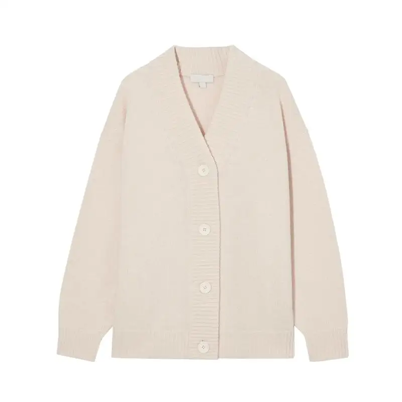 سترة فضفاضة تناسب V-Ne مضلعة من ألياف البوليستر طويلة Sve طول منتظم زر إغلاق لون نقي ربيع تخفيف Sle #5