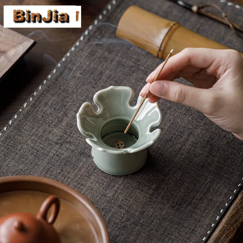 BAEJORIA Yue Kiln Celadon Incense Holder Mist Smoking Steamers Incense Burners Consecrate Censer Buddhism Accessories Ornaments