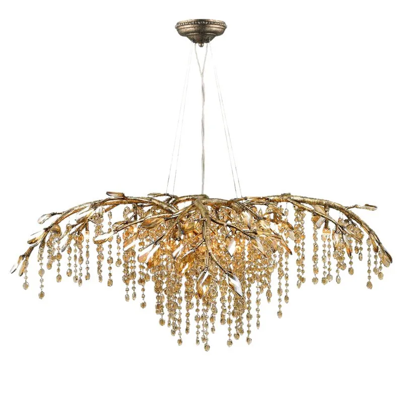 

All-copper American retro crystal chandelier, personalized designer art branch creative hotel lobby restaurant