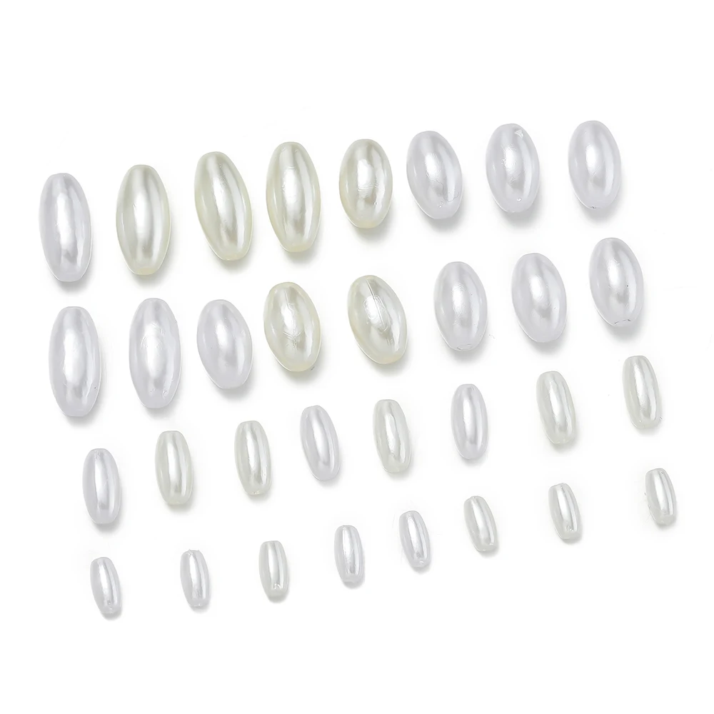 50 100pcs/lot Oval ABS Imitation Pearl Beads Beige Plastics Spacer Beads For DIY Sewing Jewelry Necklace Making Accessories