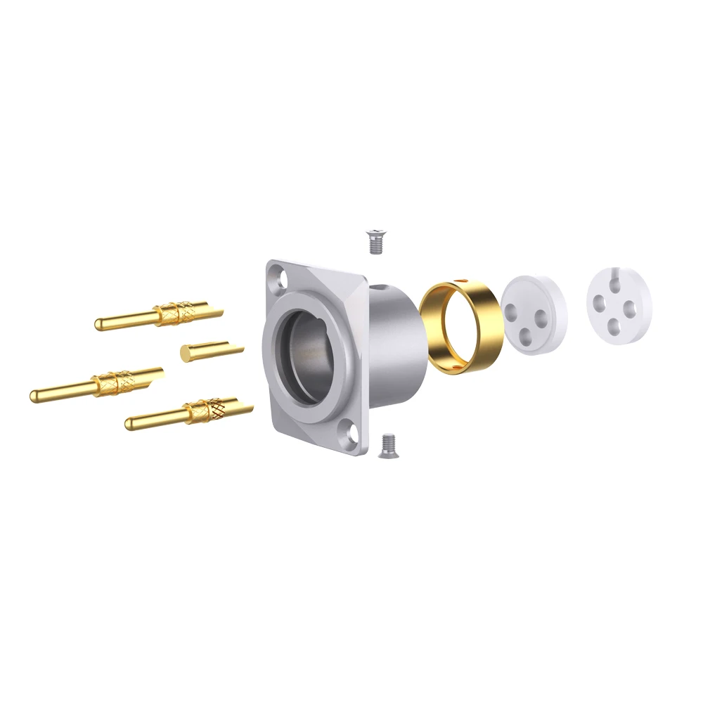 Monosaudio النحاس النقي XLR المقبس الشاسيه لوحة جبل الذهب/الروديوم مطلي المتاحة SM3/SF3 ذكر أنثى 3 دبوس محول