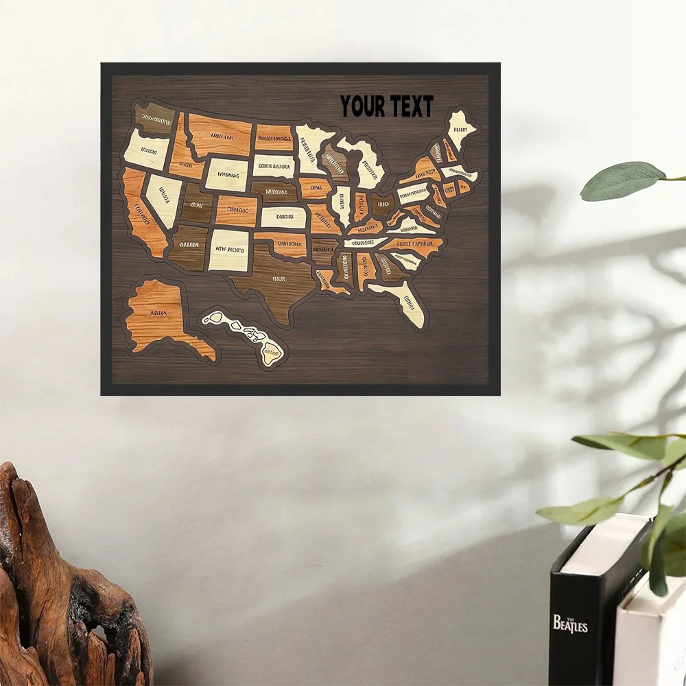 Customizable Wooden USA Travel Map Puzzle Wall Decor, Personalized US States Map Art, Perfect Souvenir Gift For Travel Lovers