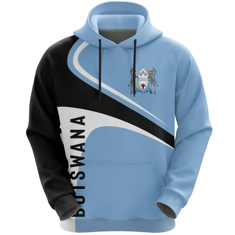 Africa Botswana Map Flag 3D Printed Hoodies For Men Clothes Patriotic Tracksuit National Emblem Graphic Sweatshirts Male Tops