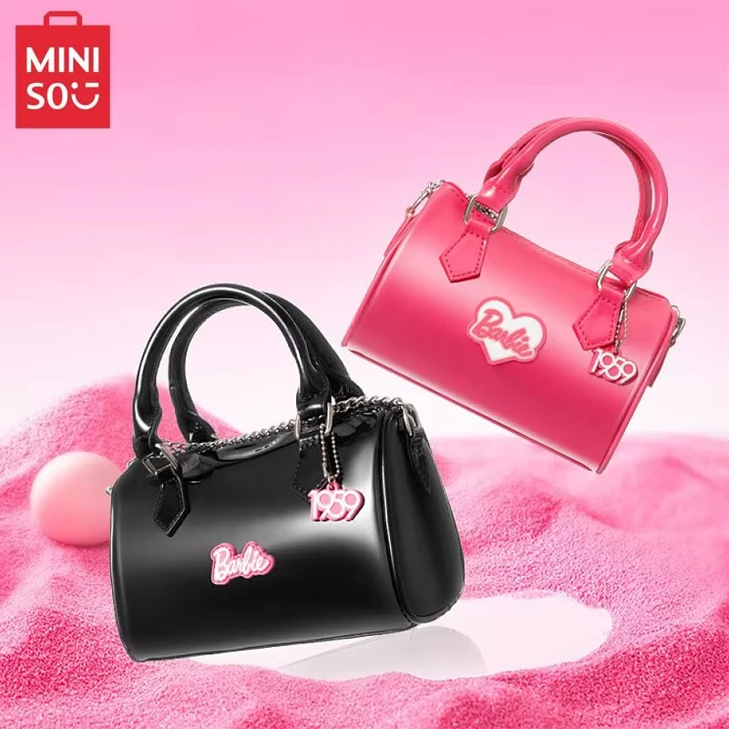 MINISO Barbie Speedy Crossbody Bag Large Capacity Mobile Phone Cosmetics Storage Women Handbag Fashion Mini Shoulder Bag Gifts