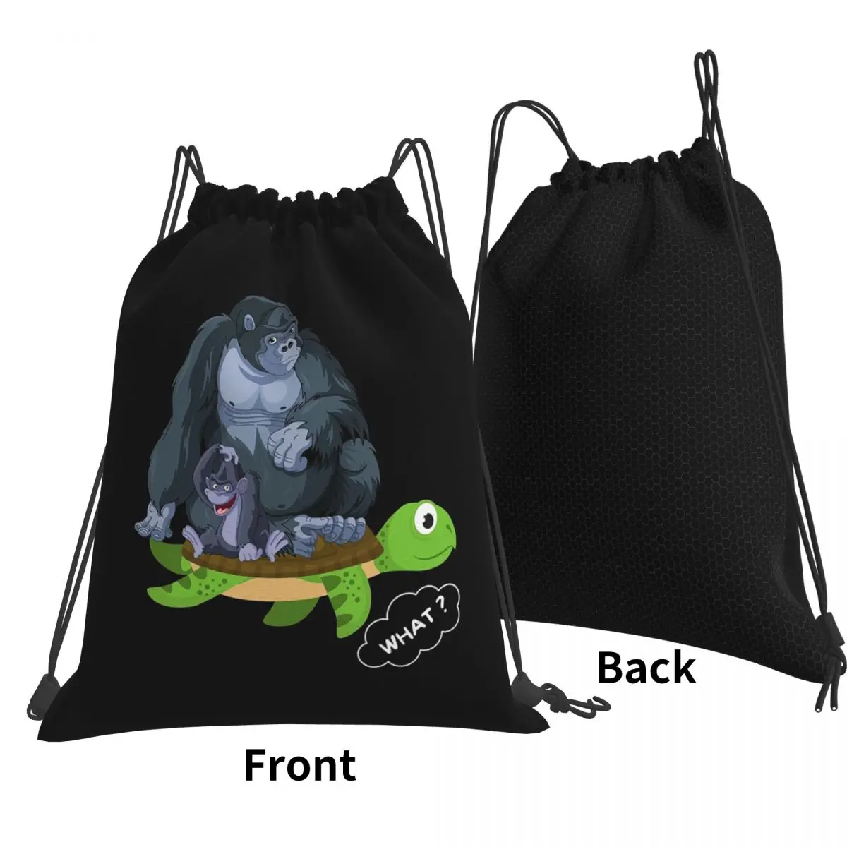 Gorilla Rests On Turtle Backpacks Portable Drawstring Bags Shoes Bag Book Bags for Travel Students