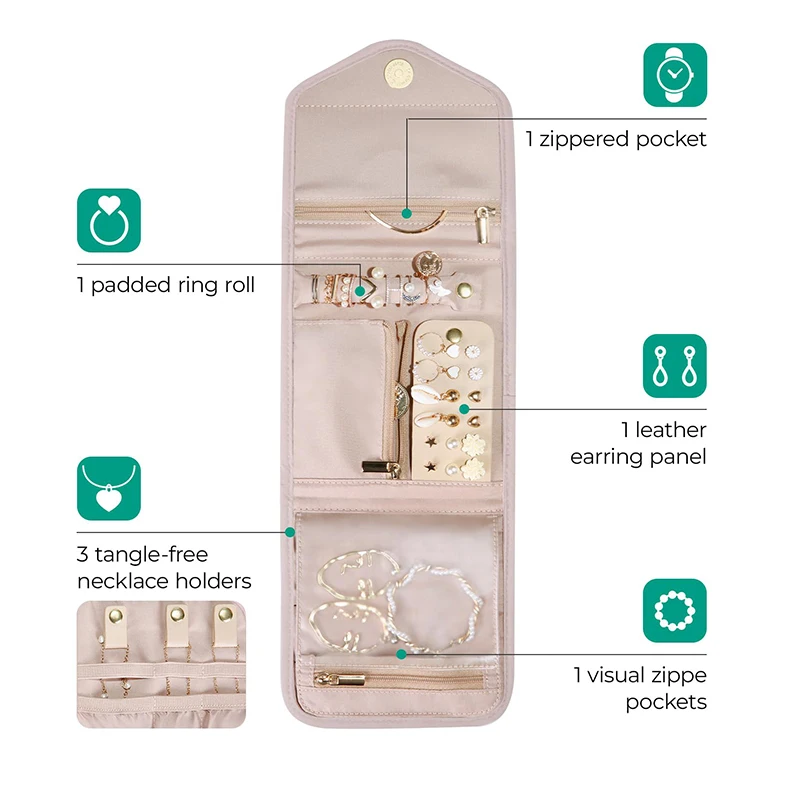 Foldable Jewelry Storage Bag, Portable Handbag Necklace Ring Earring Jewelry Storage, Home Travel Jewelry Box