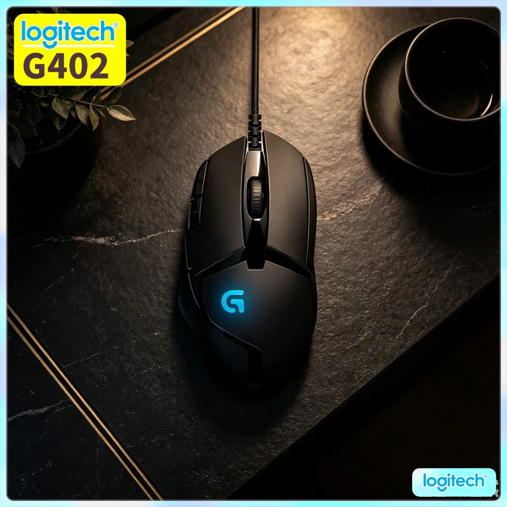 Logitech G402 Hyperion Fury Gaming Mouse 4000 DPI On-The-Fly Switch 8 Buttons 1Ms Response Anti-Slip Grips For PC Desktop Gamers