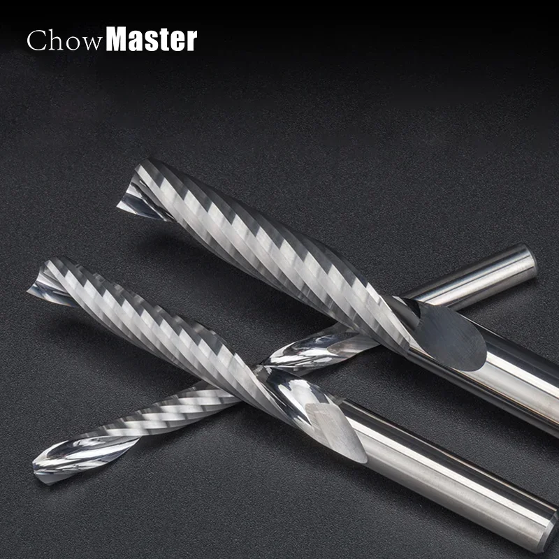 Brocas enrutadoras en espiral de una sola flauta, 3.175/4/6/8mm para cortar madera/plástico/madera, fresa CNC acrílica, 1 fresas de extremo de flauta