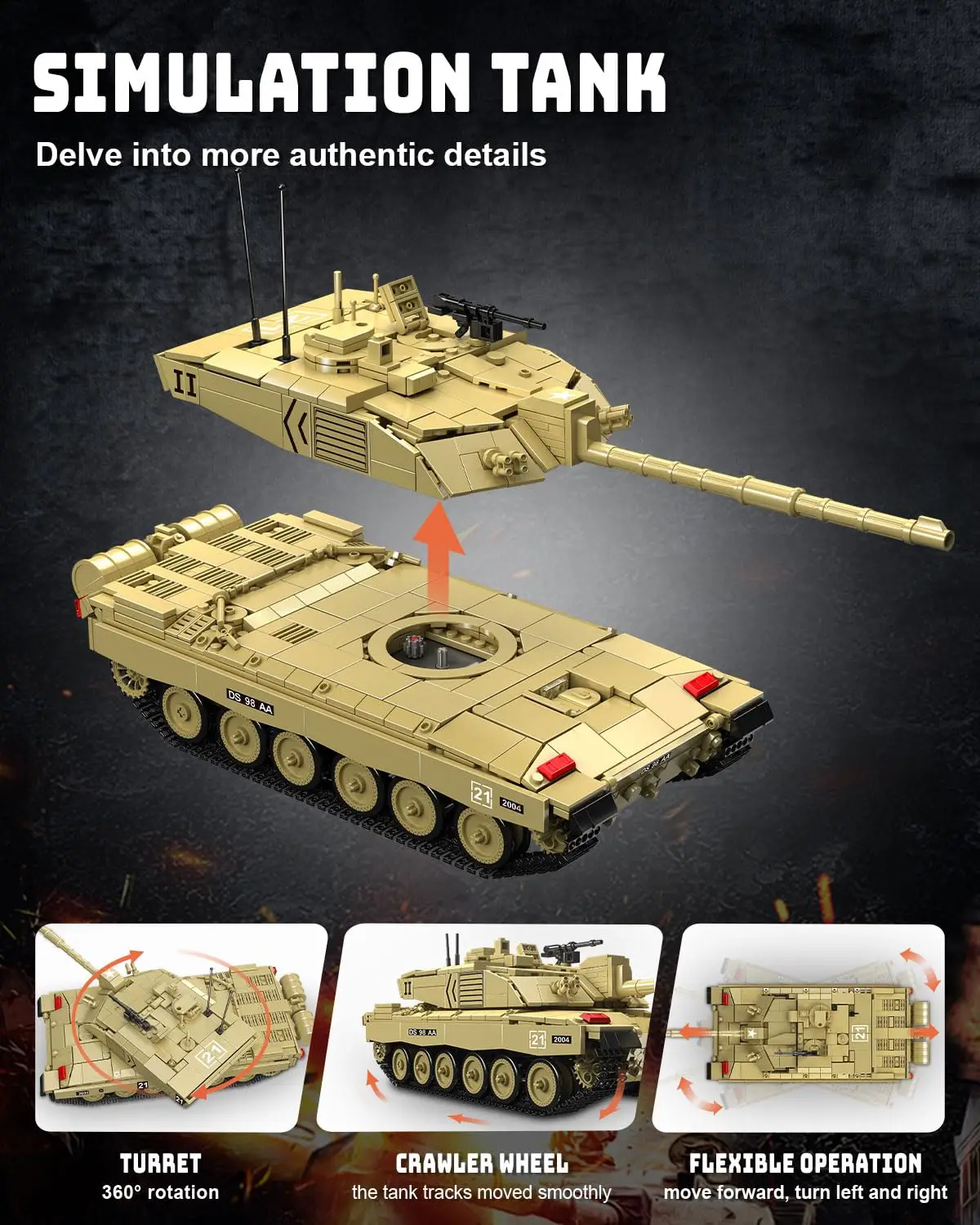 MK 20037 Challenger 2 Panzerbausatz – 1129-teiliges RC-Militärmodell mit Fernbedienung und APP-Steuerung, Sammlergeschenk für Erwachsene und Jugendliche