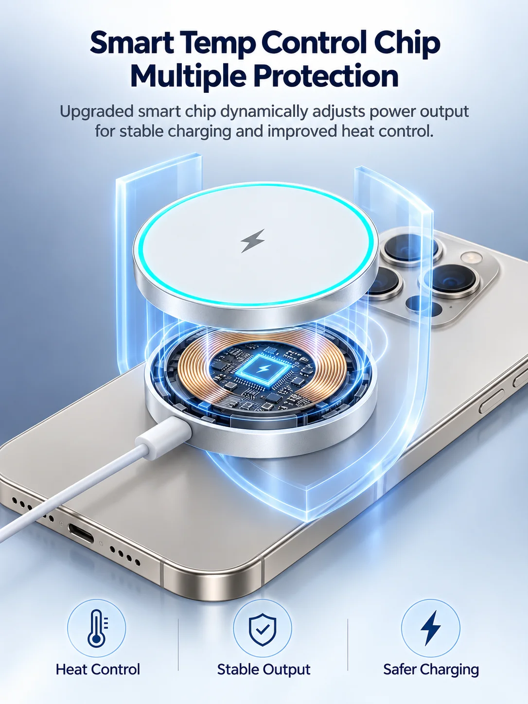 15W Magnetisches Kabelloses Ladegerät Schnelllade-Pads Mini Tragbare Magnetische Ladestation für Samsung iPhone 18 17 12-16 Pro Max – Detail 5