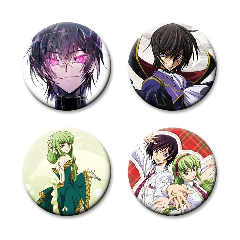 Anime Code Geass Brooches Round Pins Fashion Accessories Lelouch Lamperouge C.C. Cartoon Badge for Backpack Decoration Gifts