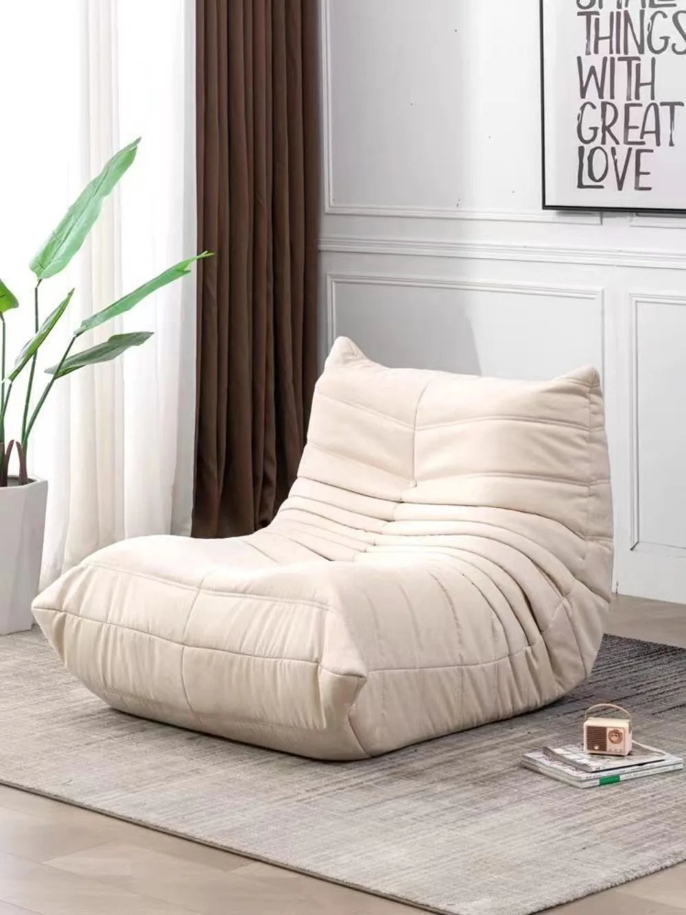 Sofá perezoso de estilo nórdico, mueble pequeño con estampado de oruga, ideal para dormitorio de celebridades de internet, Puede tumbarse para dormir