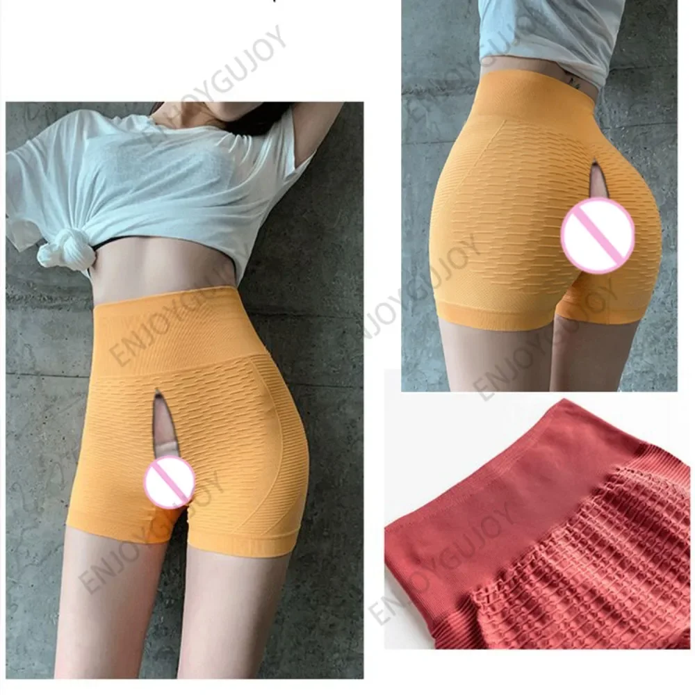 Booty Lifting Joggers Short Invisible Open Crotch Outdoor Sex Yoga Leggings for Women Sexy Sweatpants High Waist Peach Hip