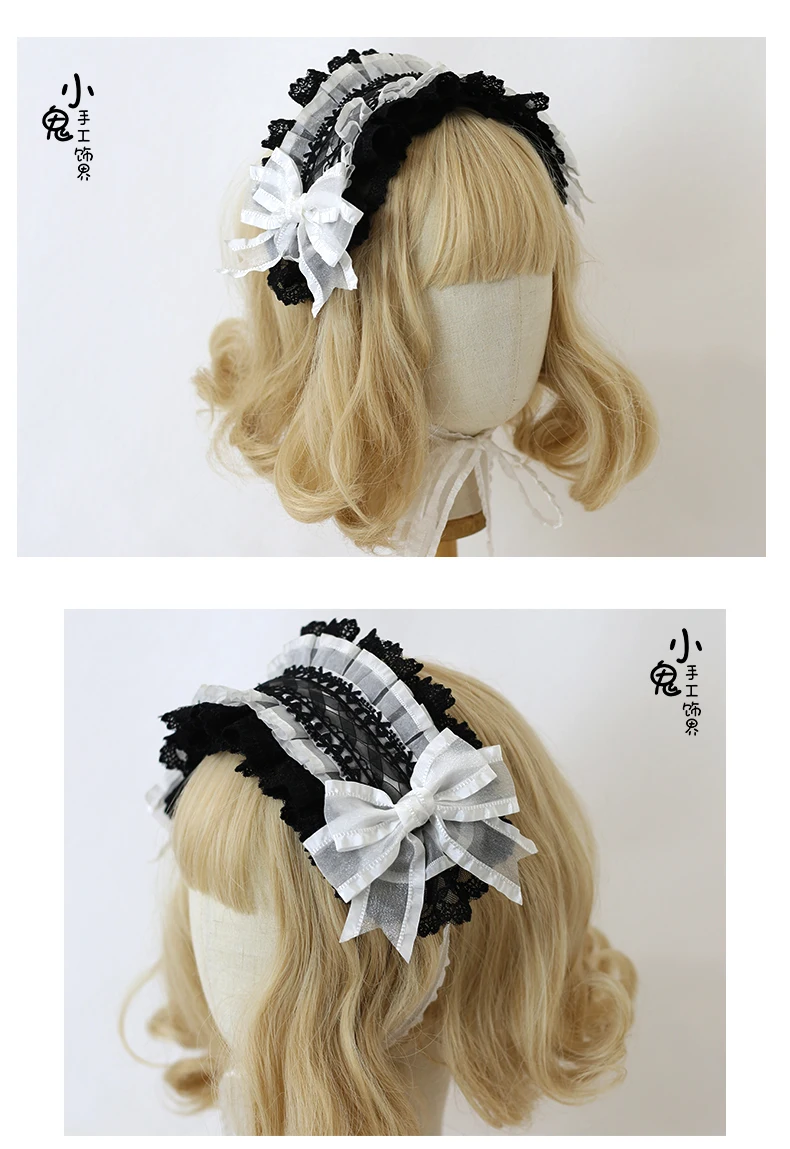 Sweet Bow Headband Lolita Daily Hair Accessories Kawaii Lolita Headband Cute Loli Maid Anime Cosplay Headband