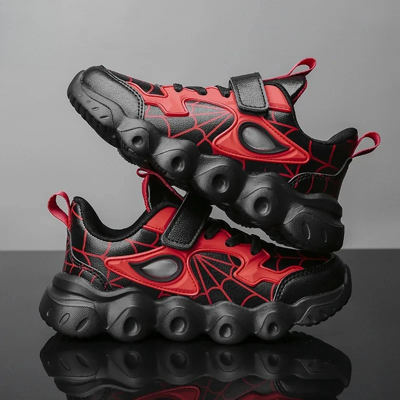 

Kids Leather Sneakers Spring Autumn, Waterproof Boys Sports Shoes Hook Loop