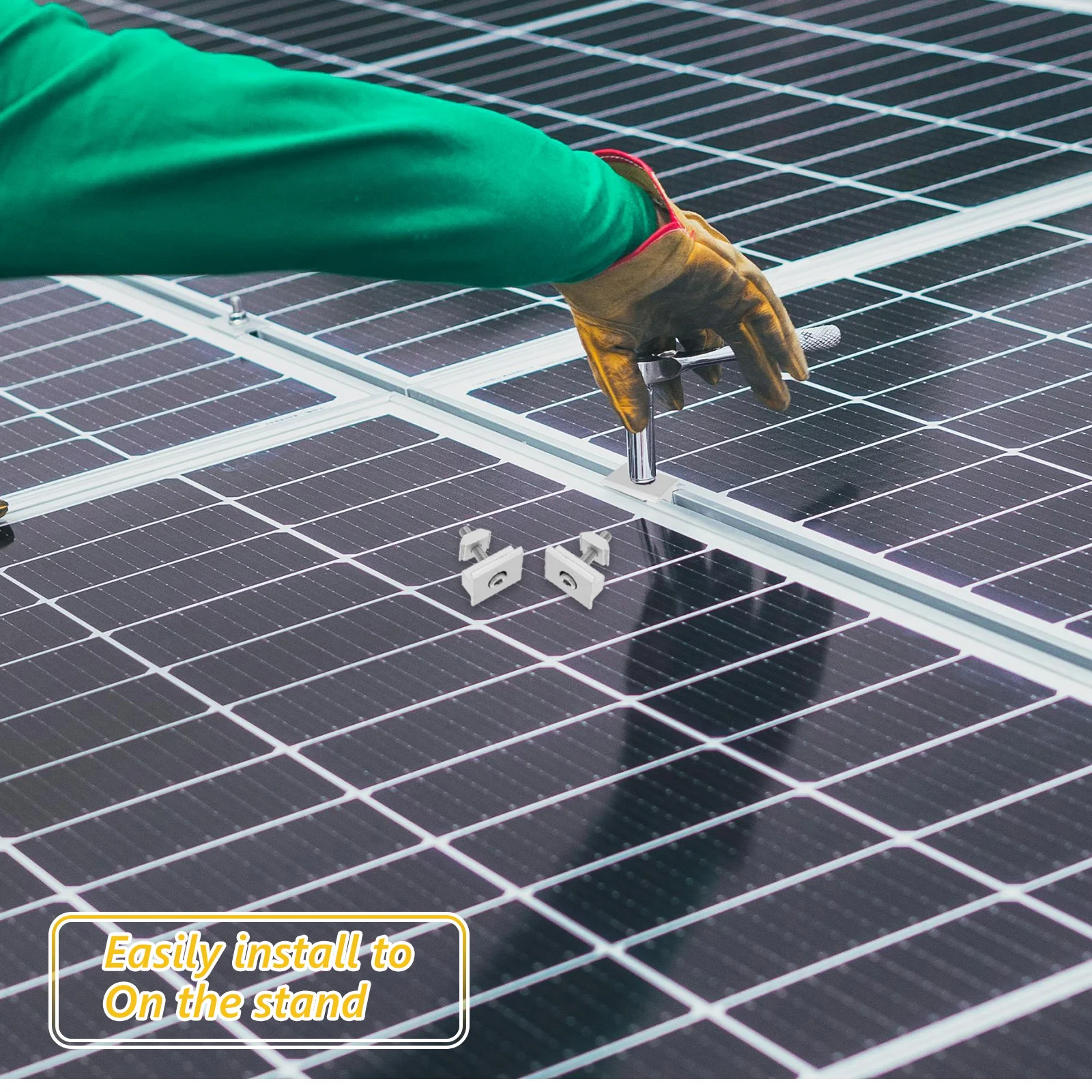 

4pcs Solar Panel Mid Clamps Aluminum Alloy T-Shaped Mounting Brackets For Flat Roof Durable Outdoor Use Solar