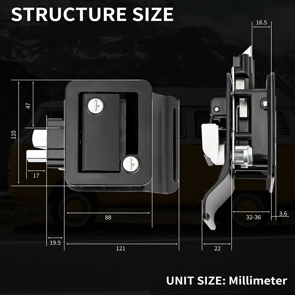 DaierTek RV Trailer Camper Eingangstürschloss RV Türschloss Ersatz Doppelte offene Tür mit Riegel Computerschlüssel Türgriff