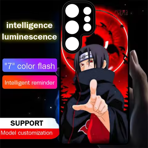 Anime N-NARUTOS Itachi Uchiha LED Flash Phone Case For Samsung S25 S23 S22 S20 Ultra S24 S10 Plus S21 FE Luminous Bumper Cover