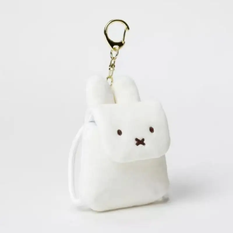 Nueva cartera Miffy japonesa Kawaii de dibujos animados de felpa Miffy mochila en forma de pequeño colgante bolsa para auriculares llavero bolsa de almacenamiento de joyería