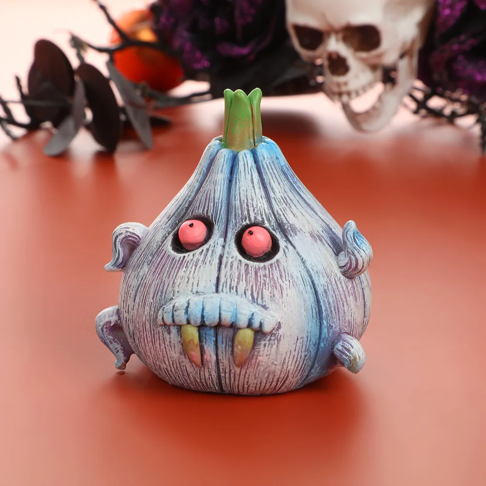 Halloween vampire garlic statue witch hat home desktop decoration environmentally friendly resin crafts ghost ornaments