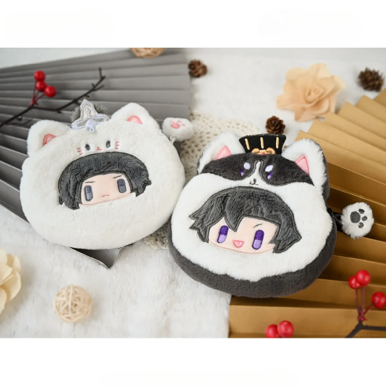 Anime Mo Ran Chu Wanning Cosplay The Husky and His White Cat Shizun Storage Bag Dango Fluffy Coin Purse Pendant Mascot Keychain