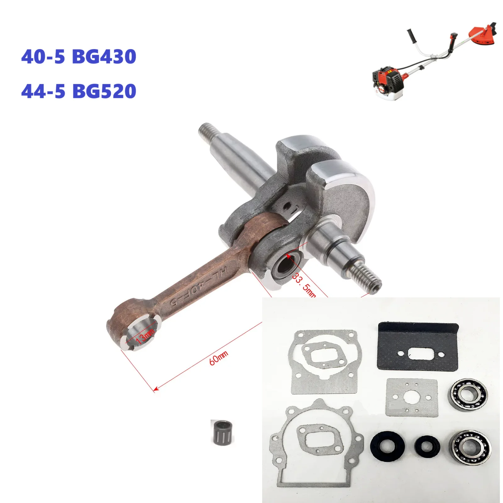 Прокладки коленчатого вала, масляный уплотнительный подшипник для 430 520 43CC 52CC 1E44F-5 44-5 BG520 CG520 CG430 1E40F-5 40-5 Детали триммера для кустореза