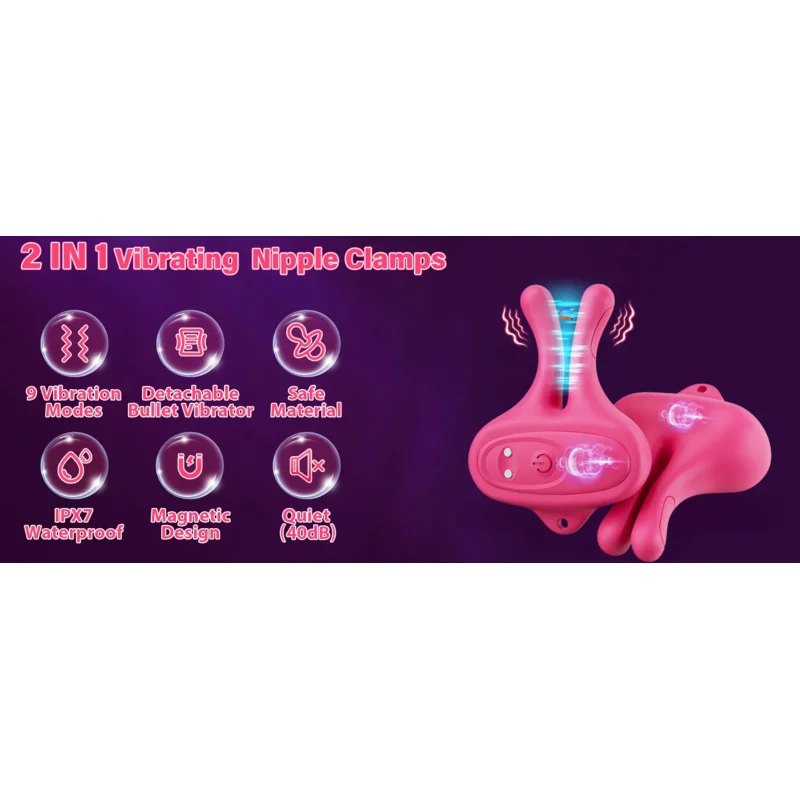 تهتز المشابك هزاز 9 طرق الاهتزاز تحفيز الحلمة المغناطيسي BDSM ألعاب الجنس الكبار للنساء الأزواج متعة