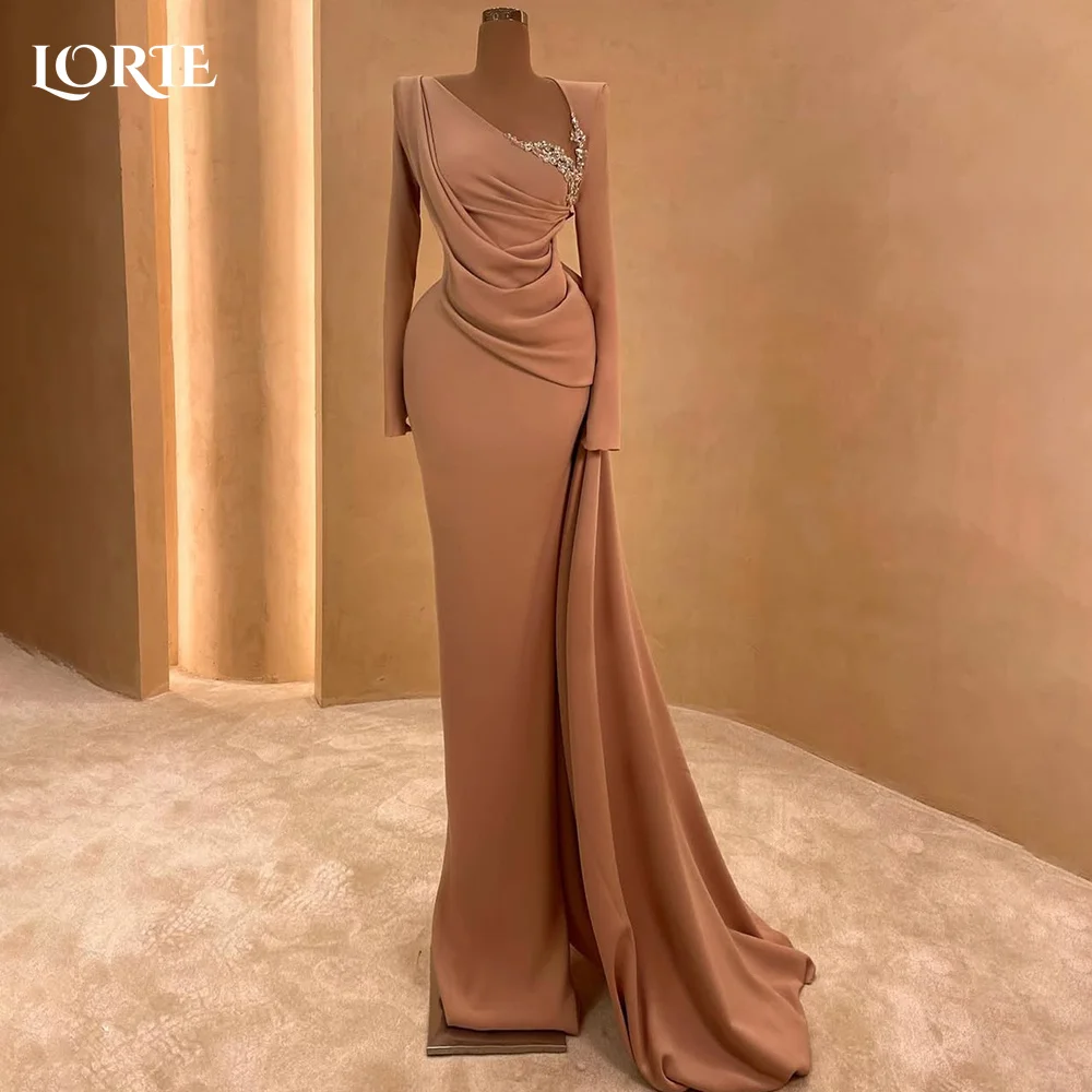 

LORIE Long Sleeve Saudi Mermaid Evening Dresses Bobycon Elegant Shiny Prom Dress Elegant Arabia Customized Dubai Party Gowns