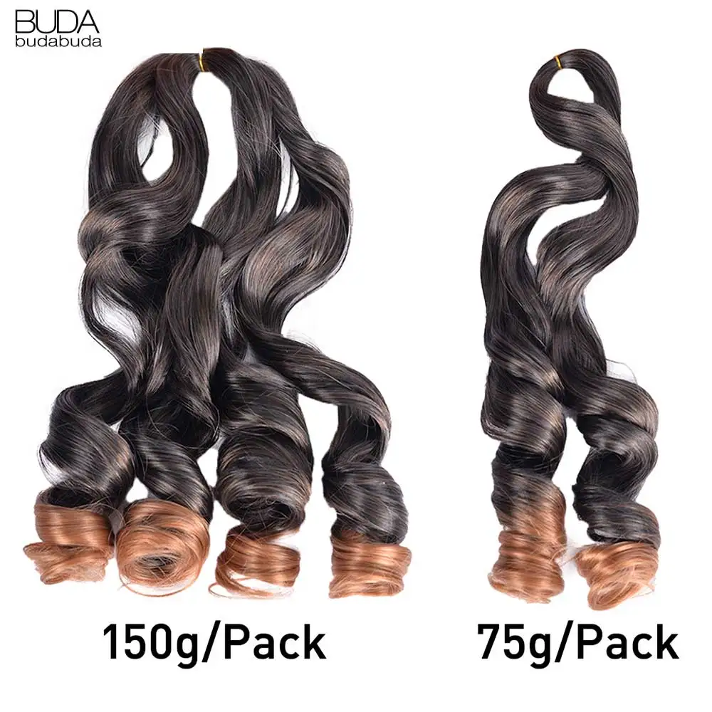 Budabuda 24Inch Spiral Curls Synthetic Loose Wave Crochet Braids Hair Extensions Pre Stretched 24inch Braiding Hair For Black Wo