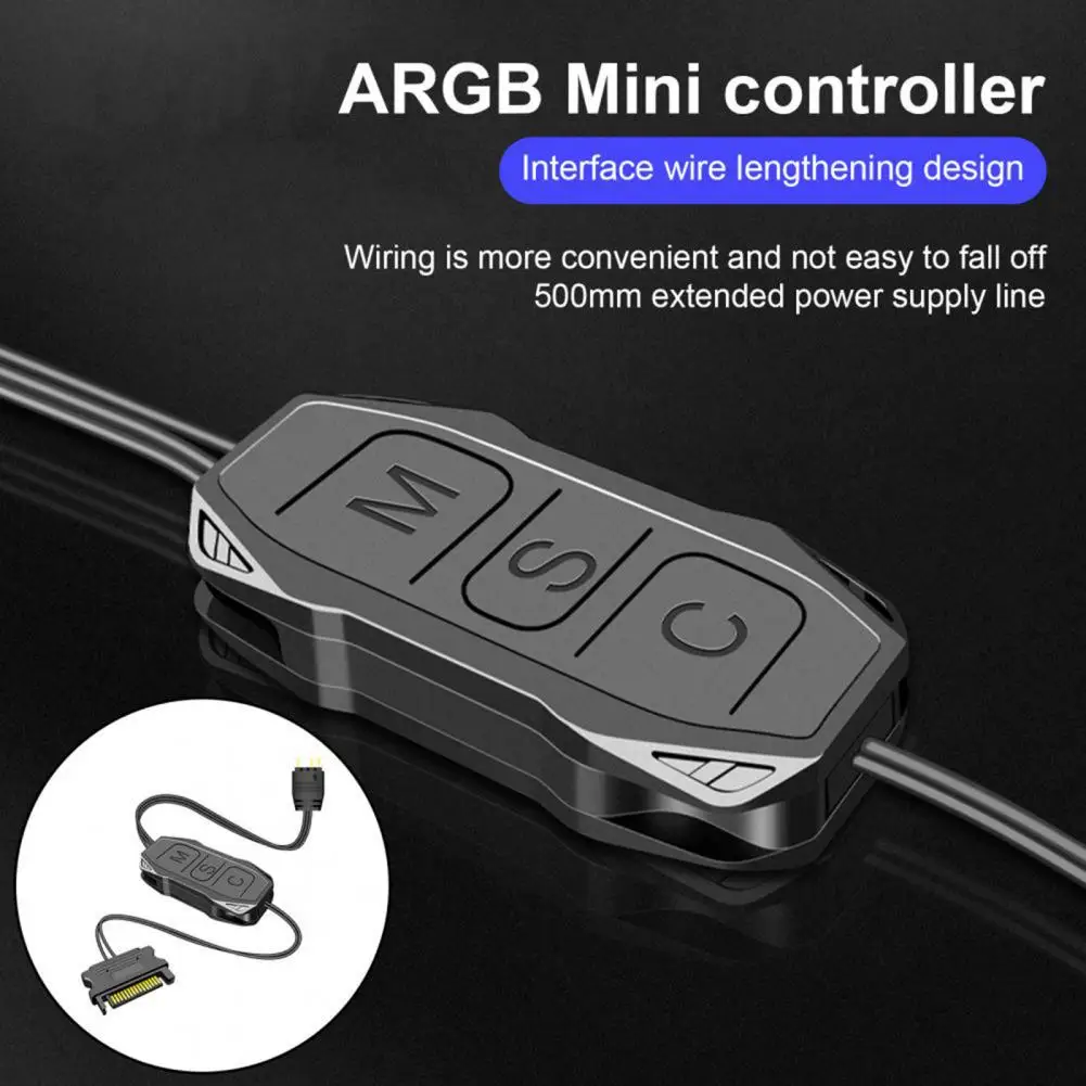 

Helpful Practical Compact 5V 3Pin to SATA LED Bar ARGB Controller Replacement Mini RGB Controller for Desktop