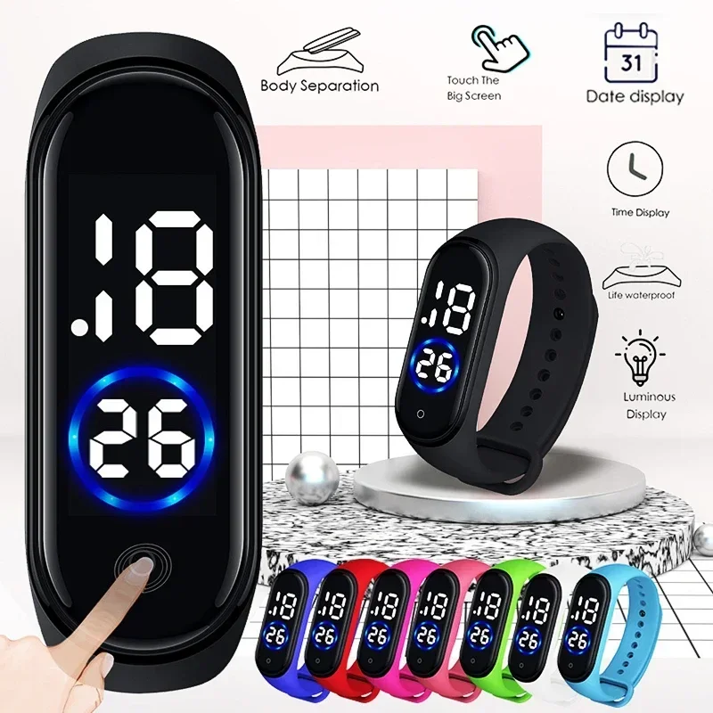 2024 neue Jungen Mädchen Kinder elektronische Uhr Geburtstags geschenk wasserdicht Smart Touch führte Sport digitale Kinder uhren Armband