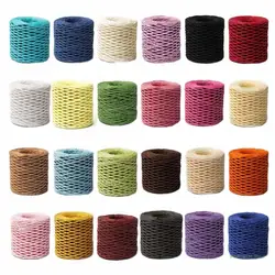 QX2E Raffia Straw Yarn Cotton Raffia Yarn Colorful Thread Knitting Material Crochet Summer Sun Hat Yarn for DIY Craft Lover