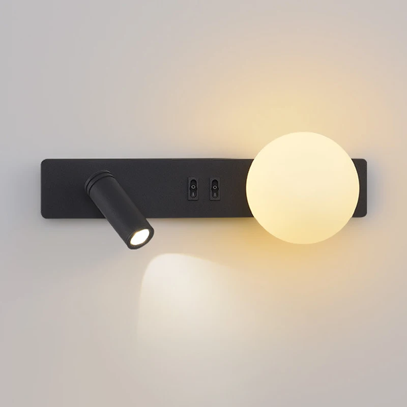 

Modern Minimalist Netflix Creative Moon Ambient Light Simple Glass Ball Wall Lamp Bedroom LED Bedside Reading Wall Lights