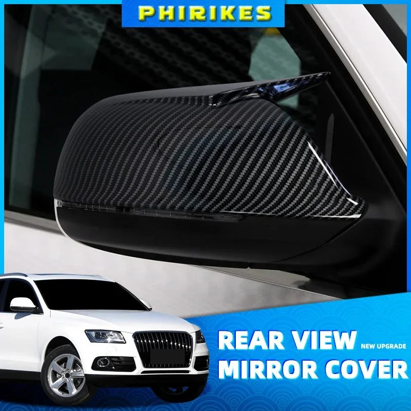 Black for Audi Q5 8R Q7 4L SQ5 Side Mirror Cover Caps 2009 2012 2013 2014 2015 2016 Door Wing Rearview Replace Glossy Shell Case