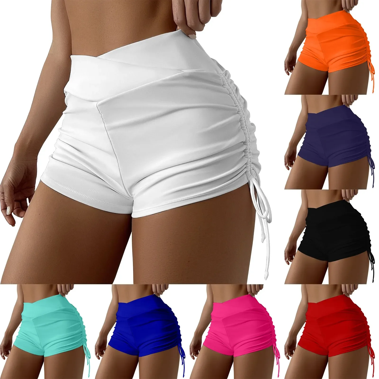 

Short Pants Women'S Bikini Swimsuit Bottom Swimwear Adjustable Side Tie Swimming Trunks Solid Female Shorts Middle Waist Summer
