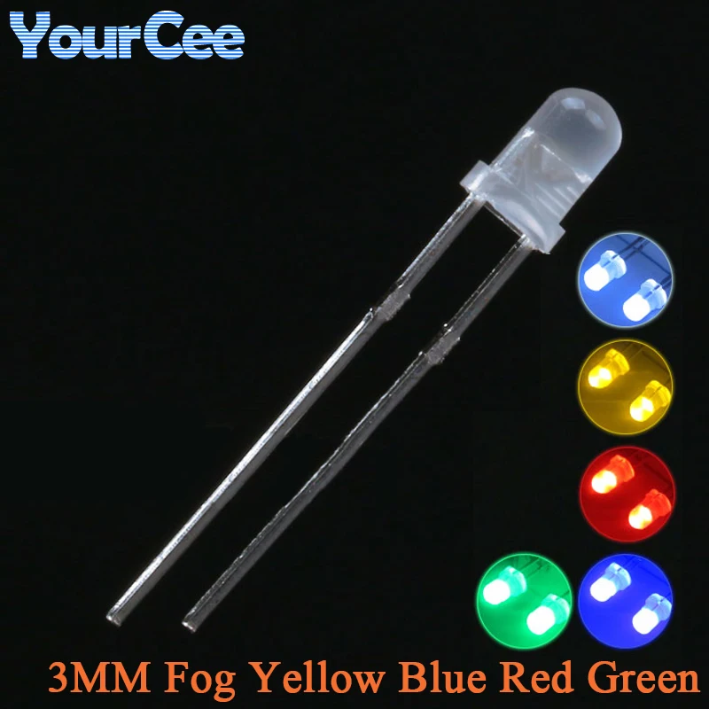 100Pcs Fog LED Diode 3mm F3 White Yellow Blue Red Emerald-green Indicator Super High Brightness Lamp DIP