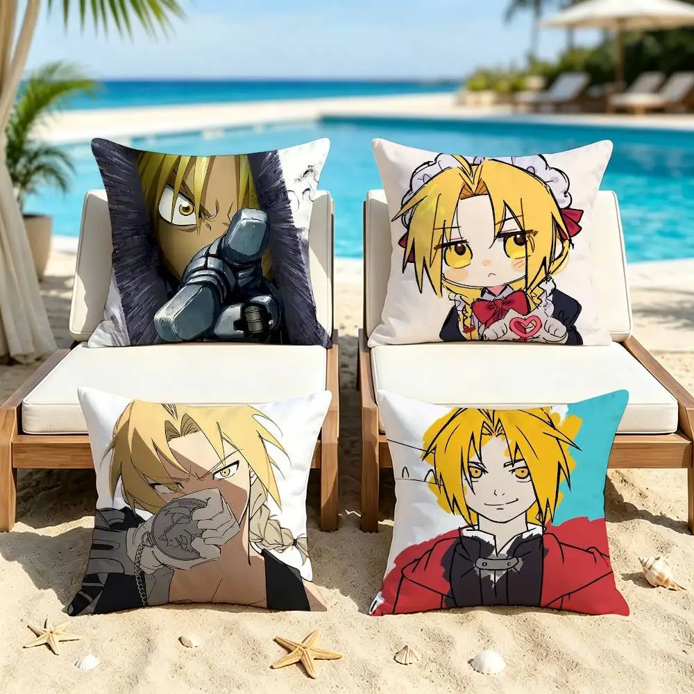 Edward Elric  Square Double-Sided Printed Pillow Case Sofa Cushion Cover Bedroom Bedside Decor