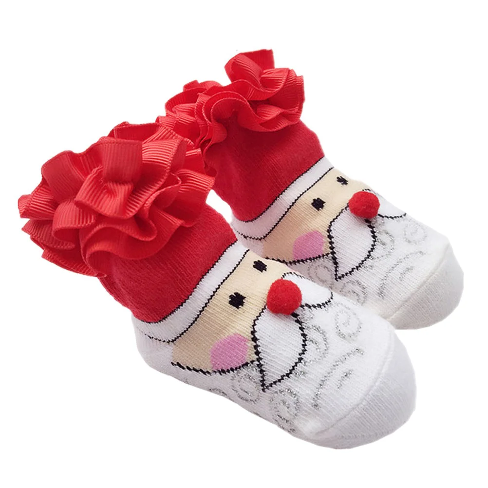 

1 пара рождественских детских носков с рисунком Санта-Клауса, высокие чулки, теплые утолщенные детские носки, зимняя защита от 0 до 12 месяцев