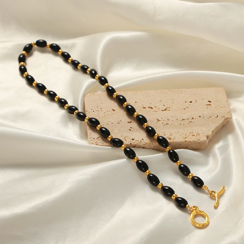 Romantische Edelstahl ot Knopf Frauen Halskette Schmuck Geschenke neue Mode Achat Halskette Frauen Halskette