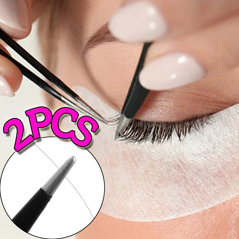 2PCS สแตนเลสสตีลสีดําแหนบขนตาความแม่นยําสูง Eyelash EXTENSION แหนบ Anti-Static เล็บ Rhinestone Tweezer