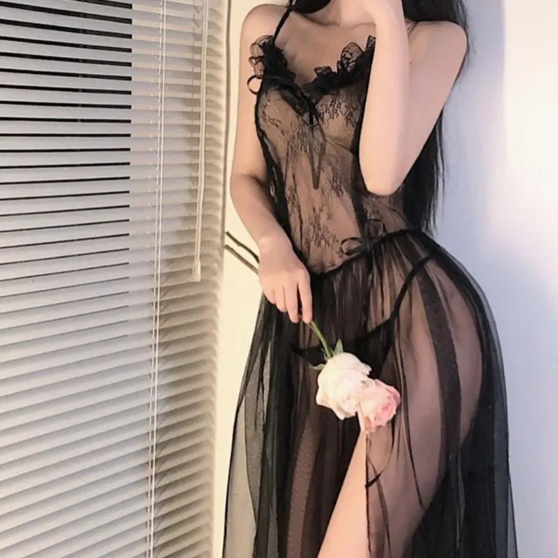 الدانتيل ثوب نوم مثير ملابس نوم النساء عميق الخام