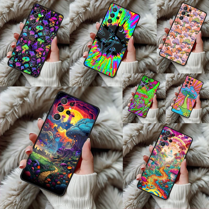 Mushrooms Psychedelic Phone Case For Samsung Galaxy S24 S25 S26 Ultra S22 S23 Plus S21 S20 FE Note10 TPU Cover
