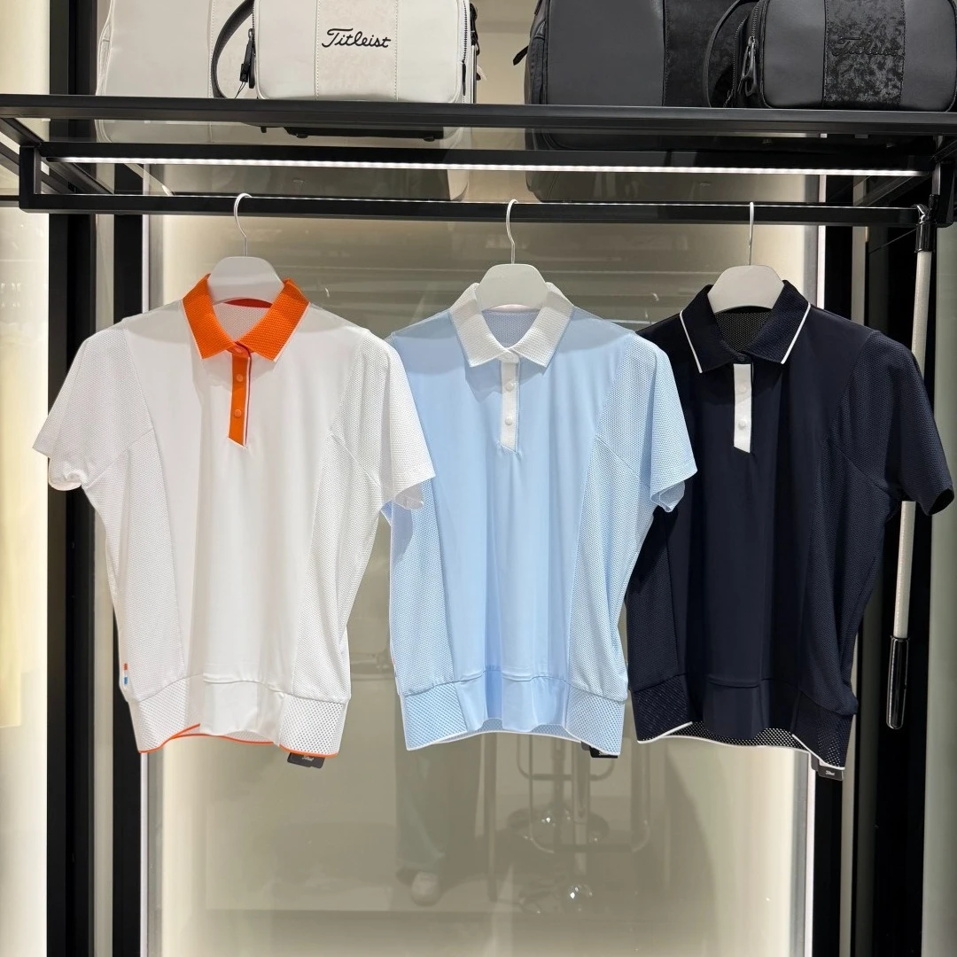 Women's Golf Polo Shirt 2026 Summer New Original Korean Cooling Touch Short Sleeve Versatile Breathable Quick-Dry Stretch Soft