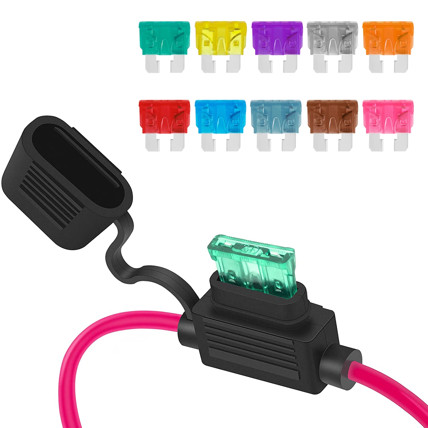 5PCS Inline Fuse Holder 12V Waterproof Car Fuse Socket 18 Gauge Blade Fuse Holder With ATO/ATC For Marine Car Automotive