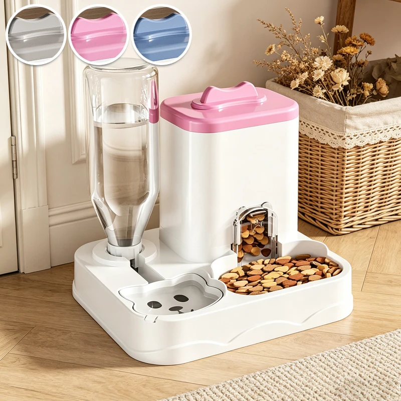 

2-in-1 Pet Feeder Water Dispenser 1600ML 800ML Large Capacity Anti-tip Gravity Feeding Station for Travel Home Cats Dogs Supply
