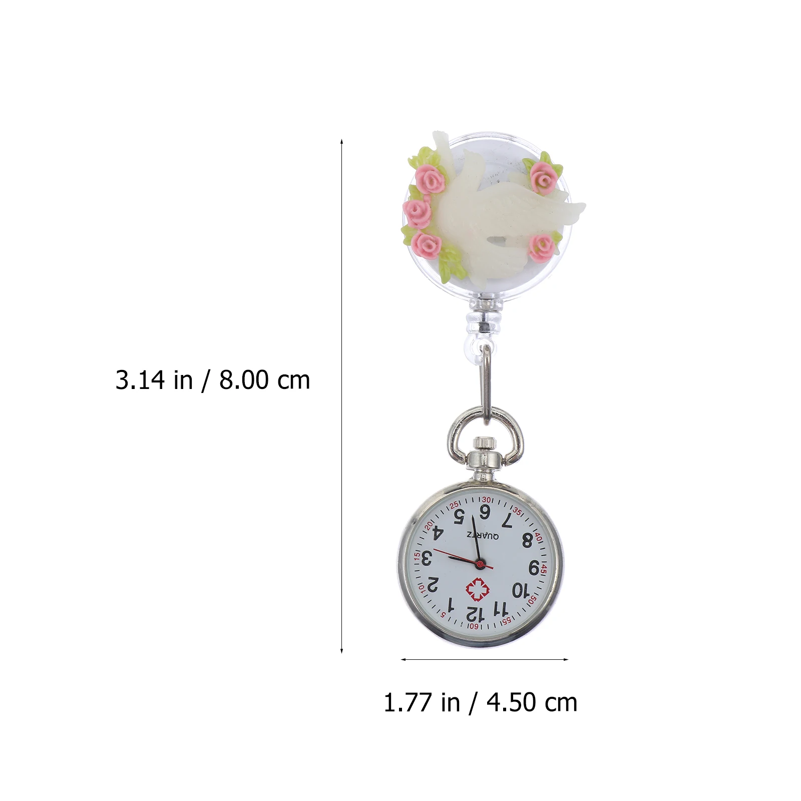 

Battery Operated Clip On Nurse Watch Floral Decorative Pocket Watch Fashionable Medical Timepiece For Healthcare Workers